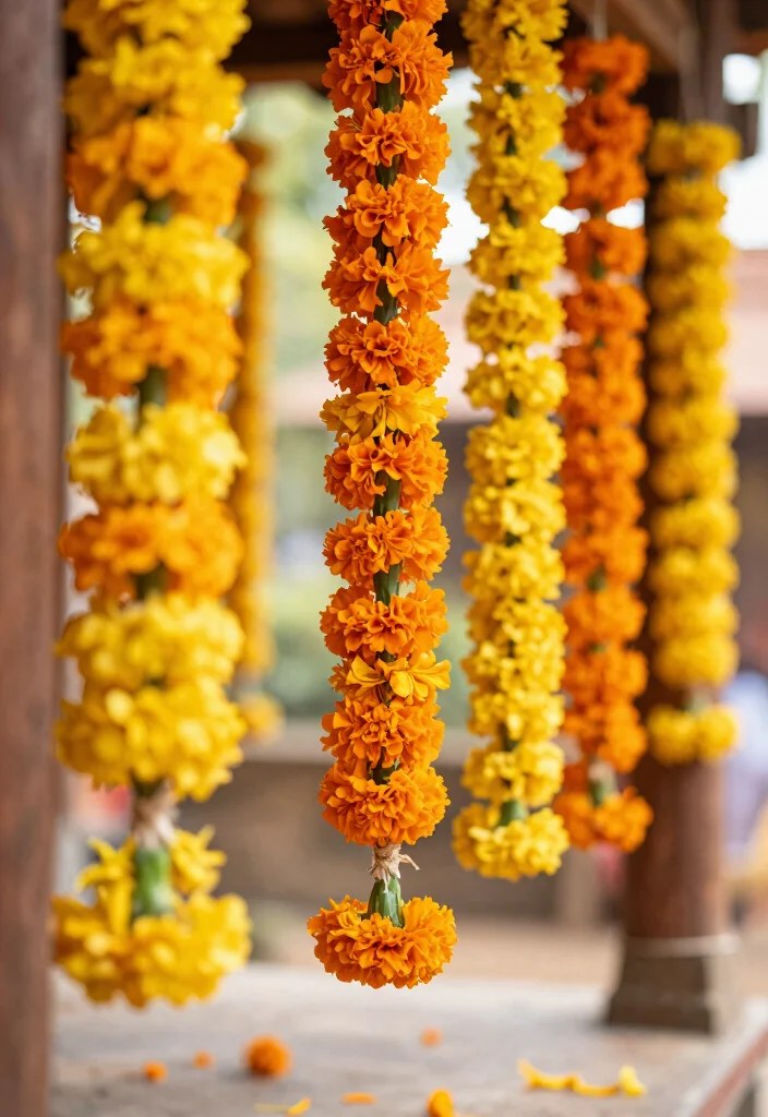 Festive marigold garlands
