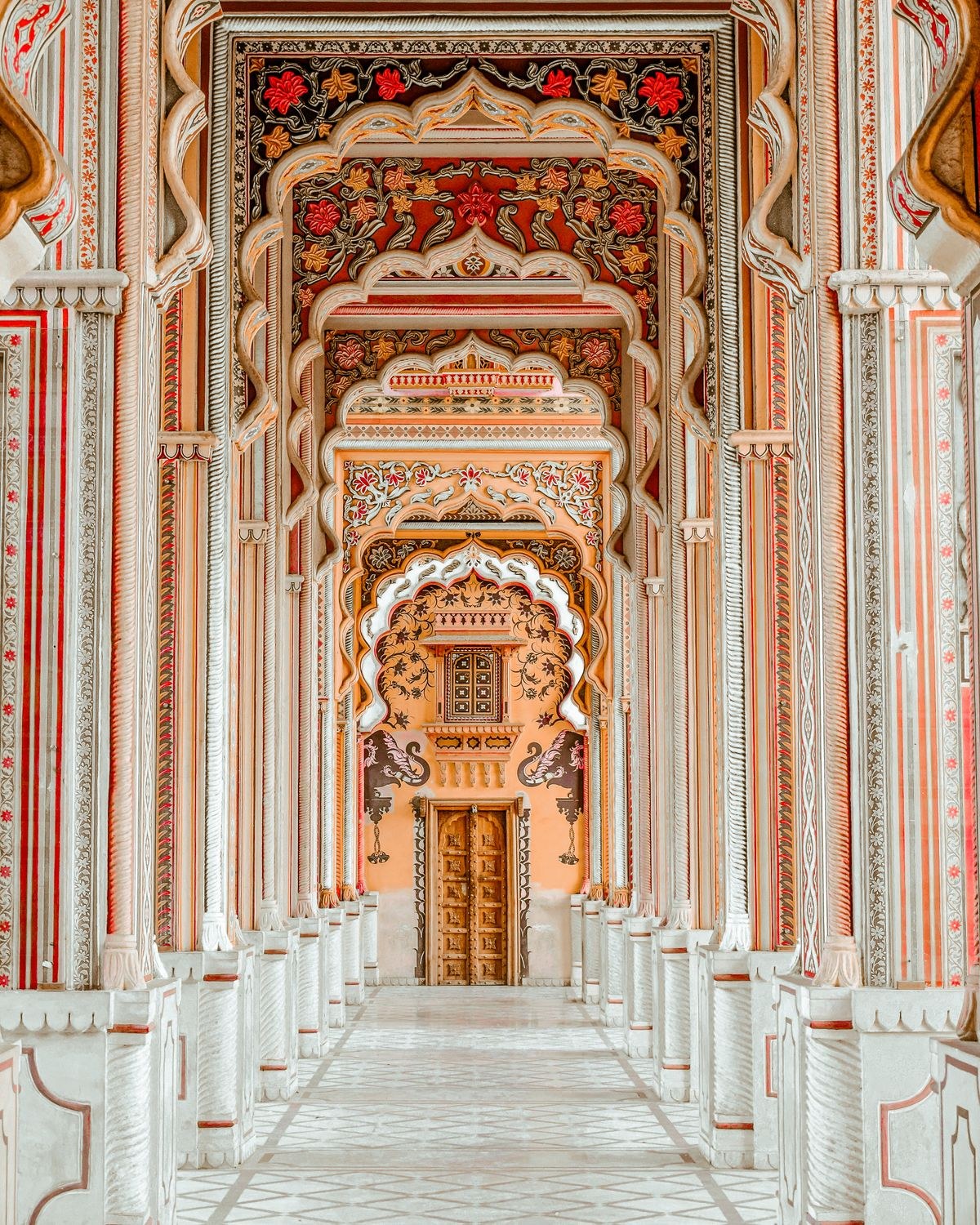 Ornate Indian palace corridor
